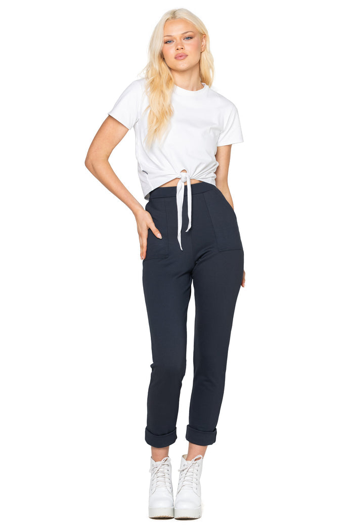 Charcoal Push It Ponte High Waisted Cuffed Pants