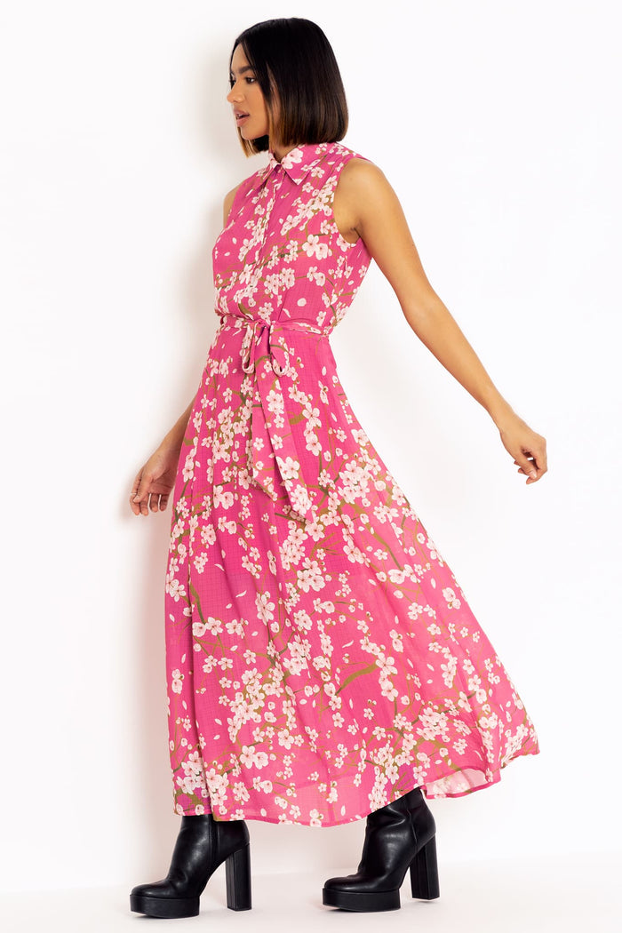 Cherry Blossom Pink Maxi Shirt Dress