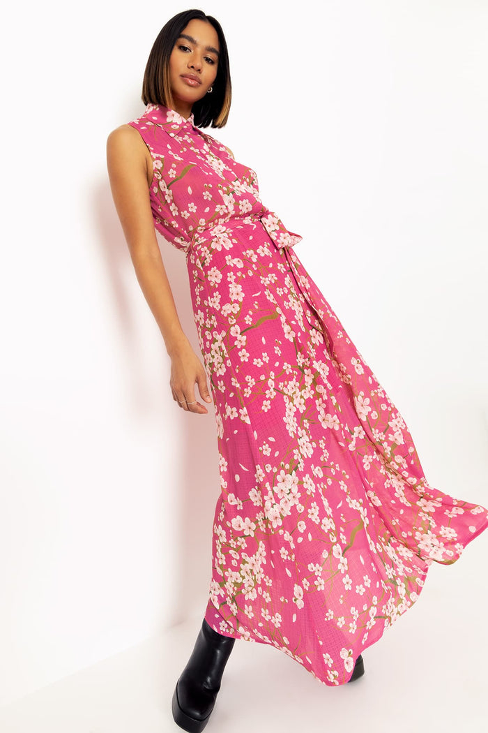 Cherry Blossom Pink Maxi Shirt Dress