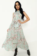 Cherry Blossom Sage Maxi Shirt Dress