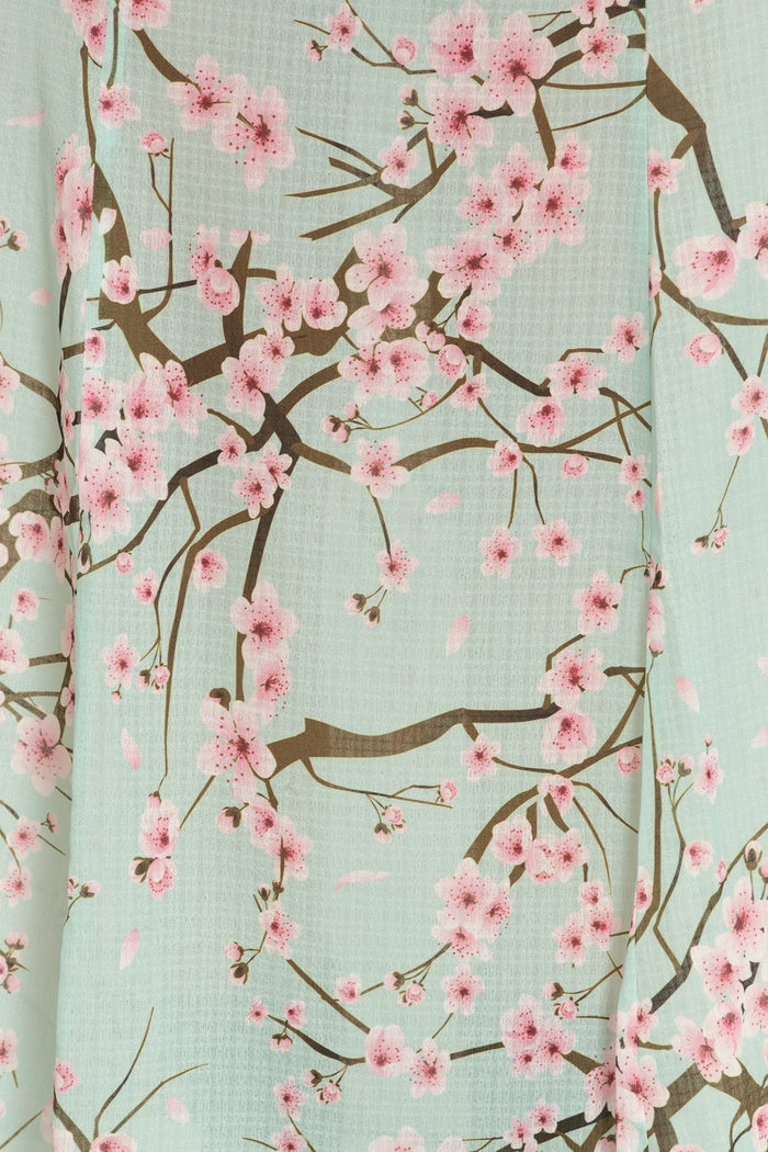 Cherry Blossom Sage Maxi Shirt Dress
