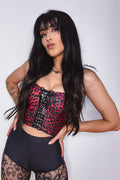 Claws Out Red Lace Up Bustier Crop