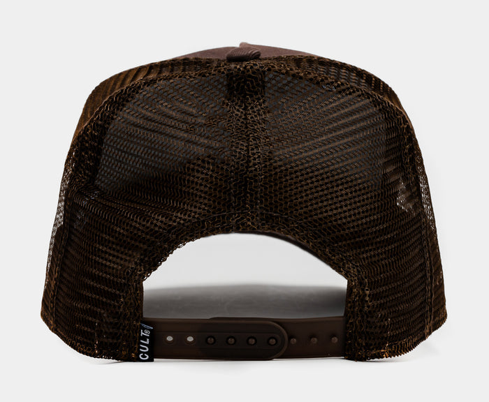 Clean 3D Logo Mesh Trucker Mens Hat (Brown/Red)