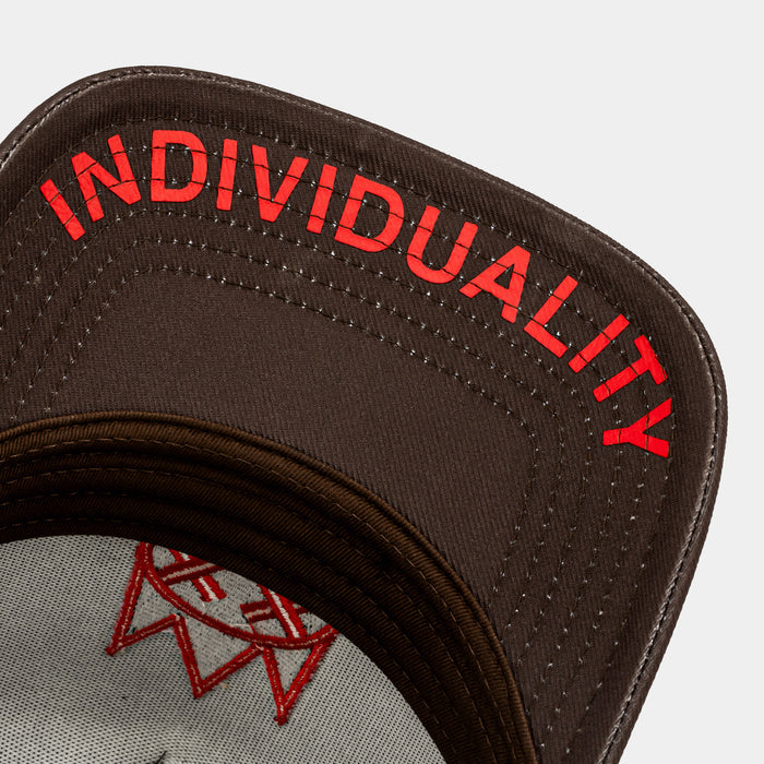 Clean 3D Logo Mesh Trucker Mens Hat (Brown/Red)