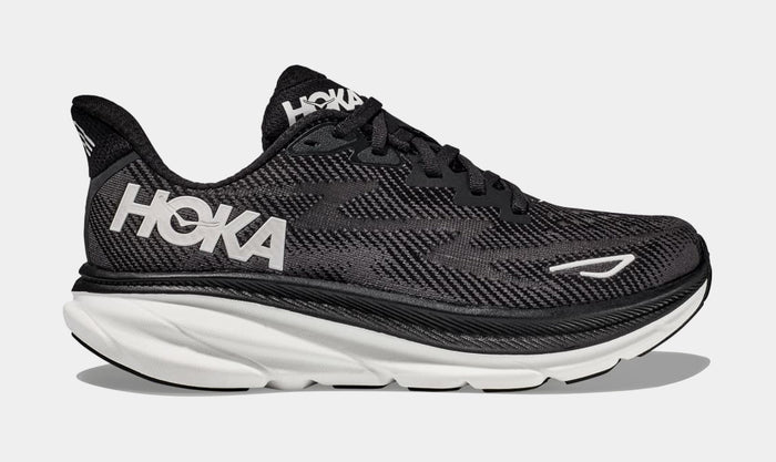 Clifton 9 Womens Running Shoes (Black/White) Final Sale