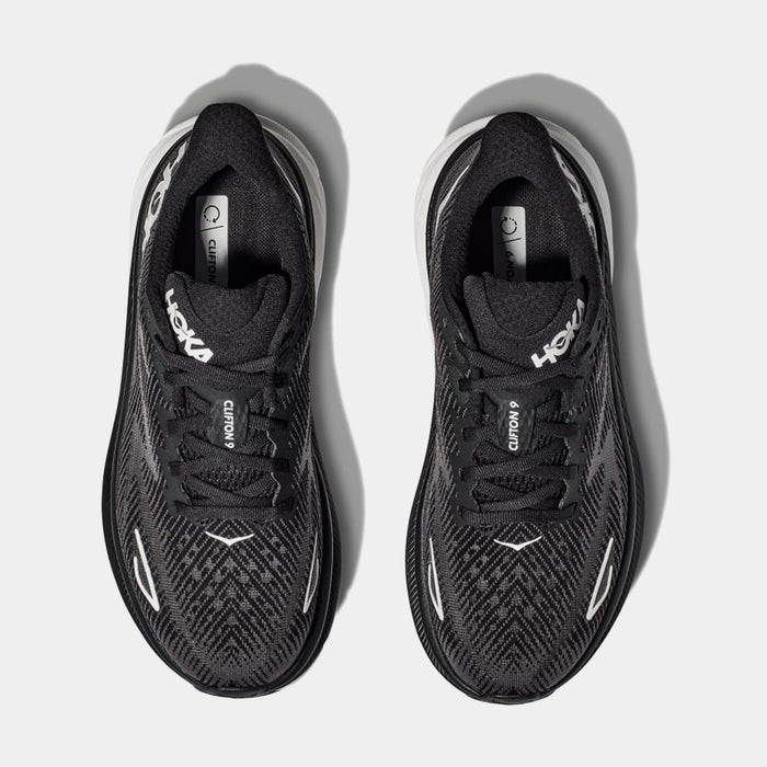 Clifton 9 Womens Running Shoes (Black/White) Final Sale