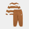 Club Striped Crew and Joggers Infant Toddler Set (Brown/White)