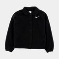 Collared Sherpa Womens Jacket (Black)
