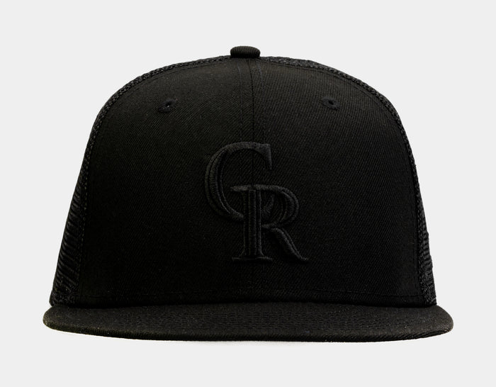 Colorado Rockies Blackout 9Fifty Trucker Mens Hat (Black)