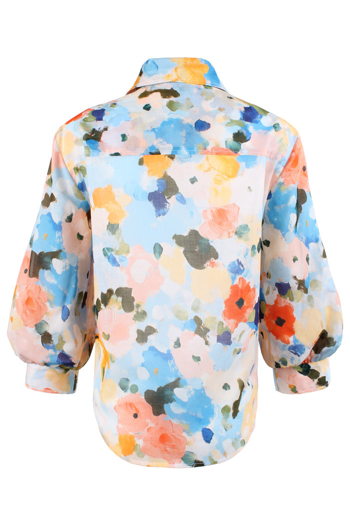 Floral patterned shirt on a white background