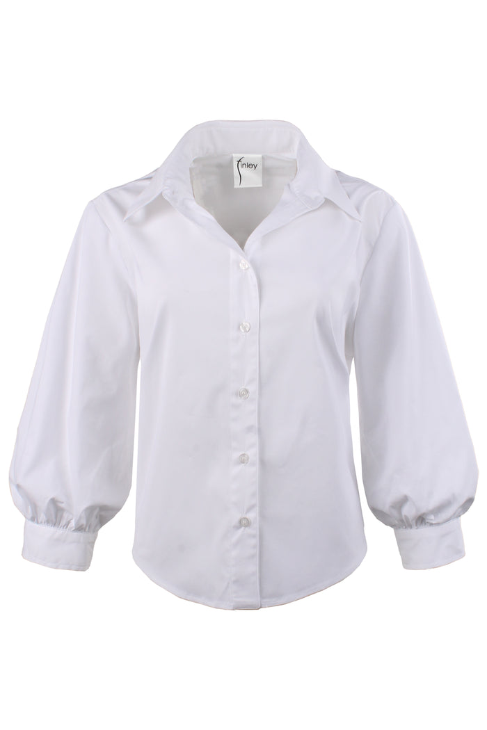 White blouse with long sleeves on a white background