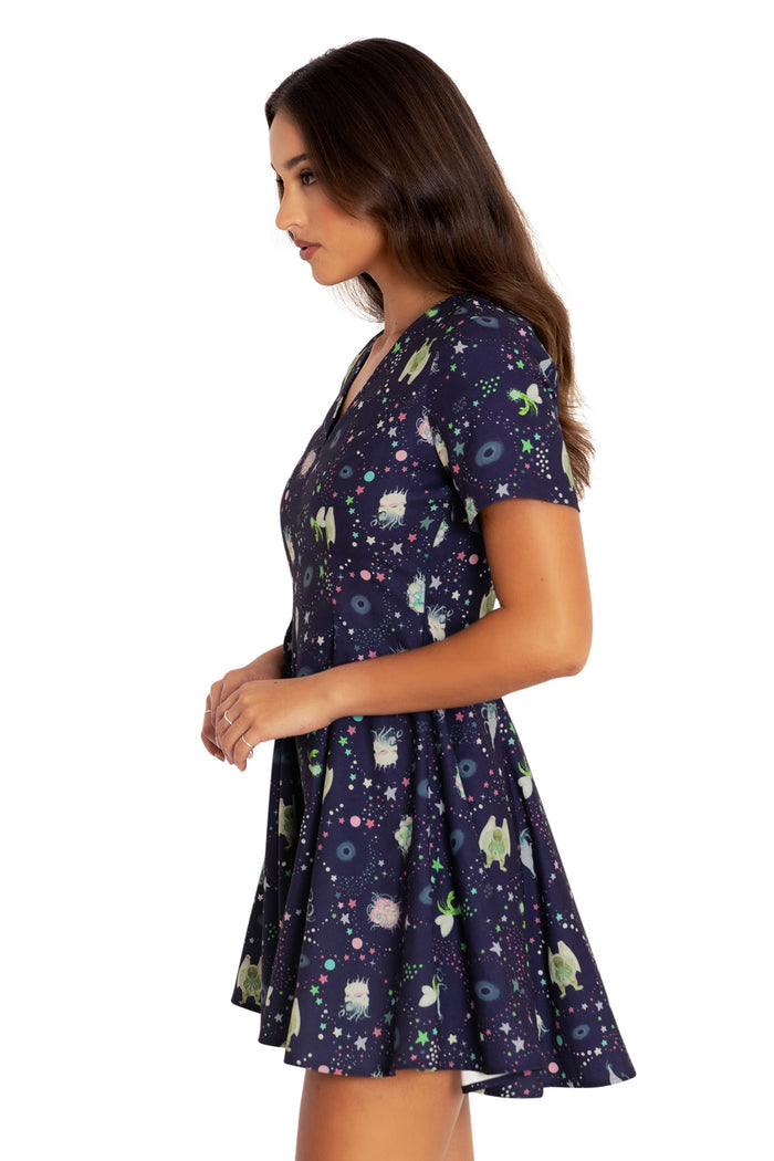 BlackMilk Clothing - Cosmic Monsters New V Dress