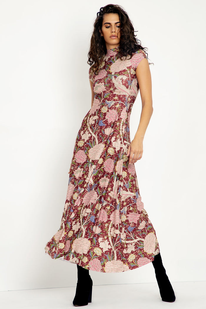 Cray High Neck Cap Sleeve Maxi Dress
