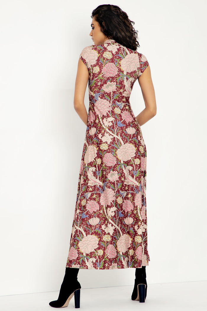 Cray High Neck Cap Sleeve Maxi Dress