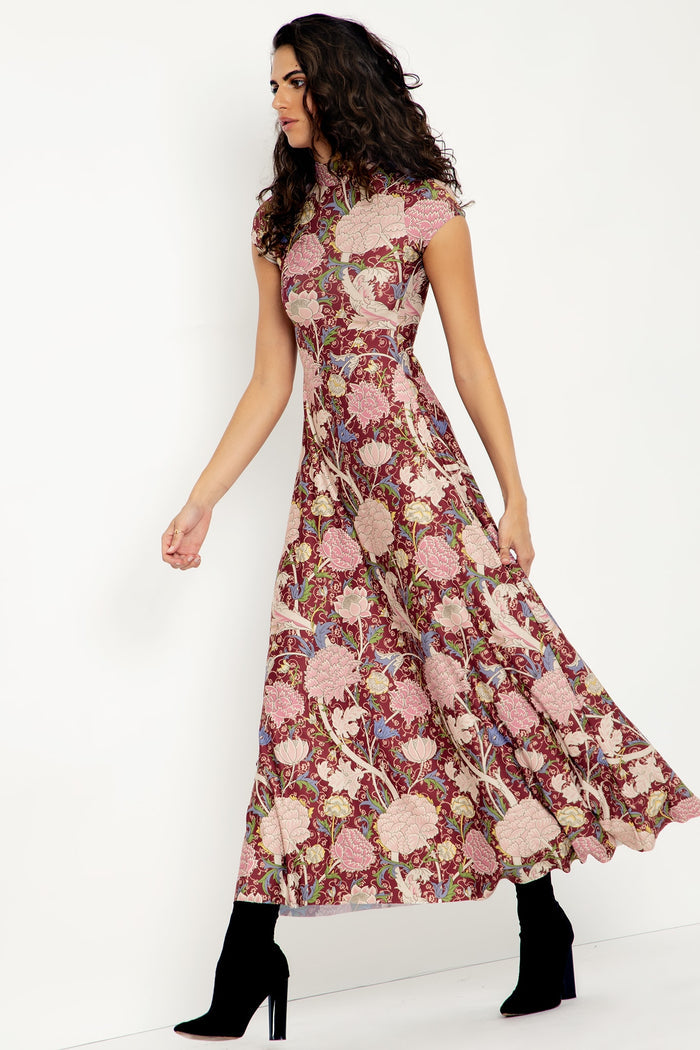 Cray High Neck Cap Sleeve Maxi Dress