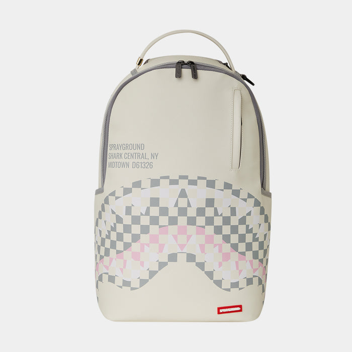 Cream Check Shark Central Mens Backpack (Cream/Grey)