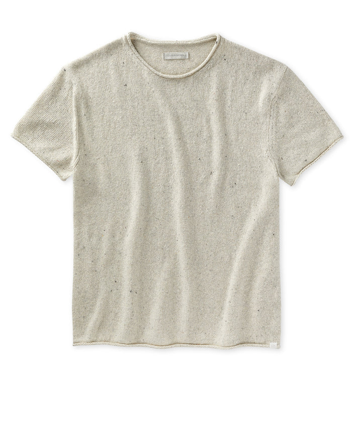 cream woven top on white background