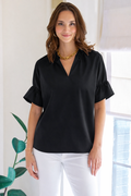 Crosby Black Silky Poplin Shirt