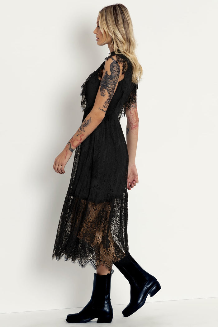 Cultist Lace Frill Sleeve Midaxi Dress