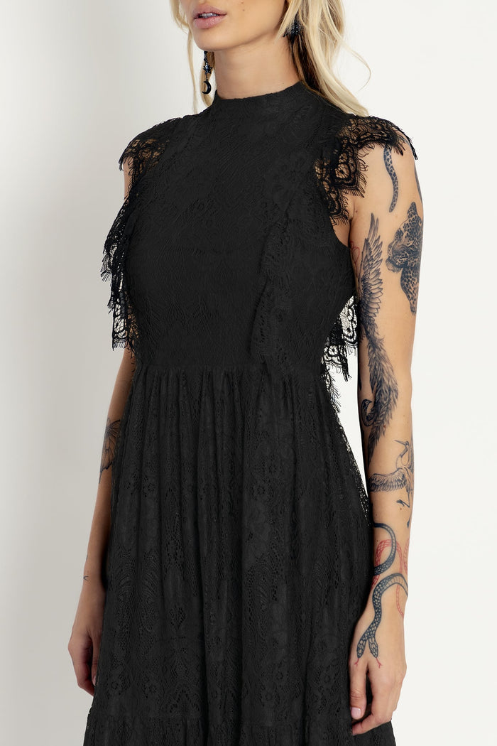 Cultist Lace Frill Sleeve Midaxi Dress