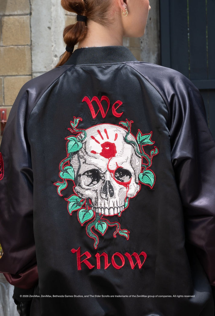 The Elder Scrolls Online clothing inspired jacket with We Know assassin embroidery