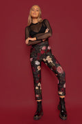 BlackMilk Clothing - Dark Roses Cuffed Pants