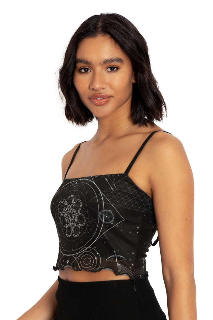 BlackMilk Clothing x Warner Brothers DC - DC Ometry Sheer Cropped Cami - Warner Bros. Merchandise - Collaboration apparel - Licenced.