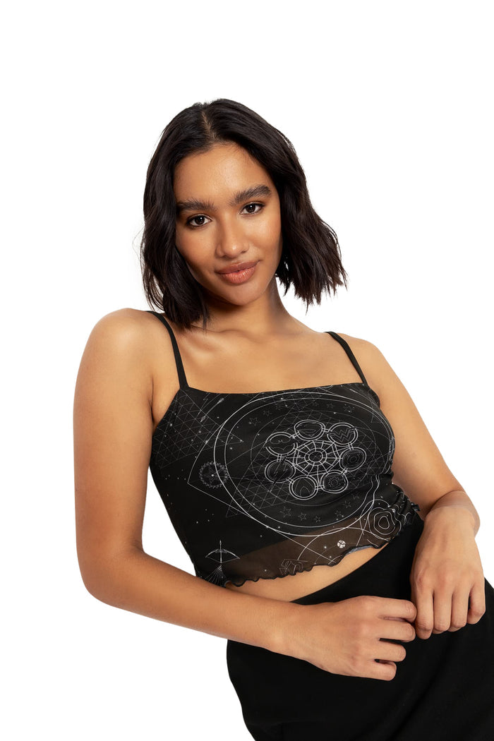 BlackMilk Clothing x Warner Brothers DC - DC Ometry Sheer Cropped Cami - Warner Bros. Merchandise - Collaboration apparel - Licenced.