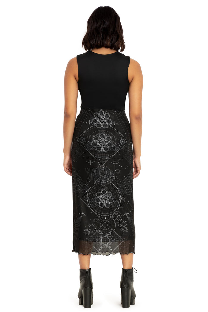BlackMilk Clothing x Warner Brothers DC - DC Ometry Sheer Midaxi Tube Skirt - Warner Bros. Merchandise - Collaboration apparel - Licenced.