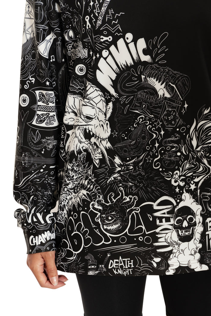BlackMilk Clothing x Dungeons & Dragons - Dungeons And Dragons Graffiti Hoodie Sweater - Dungeons & Dragons Merchandise - Collaboration apparel - Licenced.