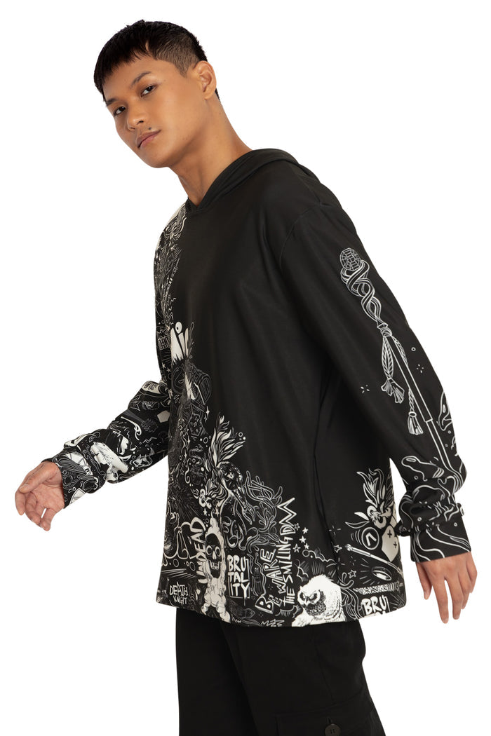 BlackMilk Clothing x Dungeons & Dragons - Dungeons And Dragons Graffiti Hoodie Sweater - Dungeons & Dragons Merchandise - Collaboration apparel - Licenced.