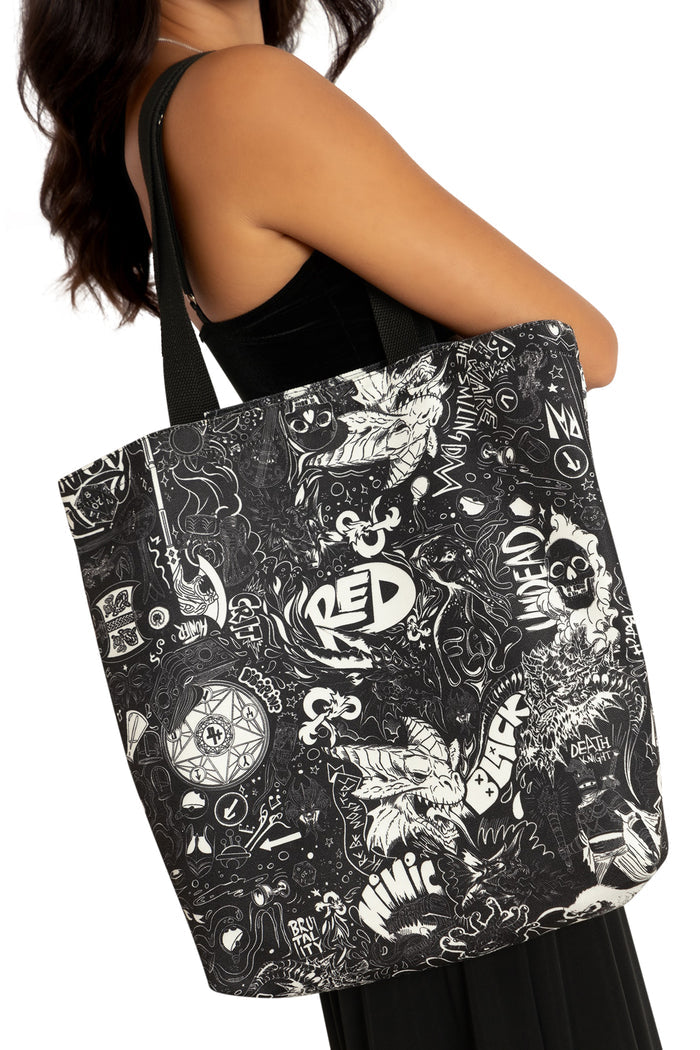 BlackMilk Clothing x Dungeons & Dragons - DD Graffiti Tote Bag - Dungeons & Dragons Merchandise - Collaboration apparel - Licenced.