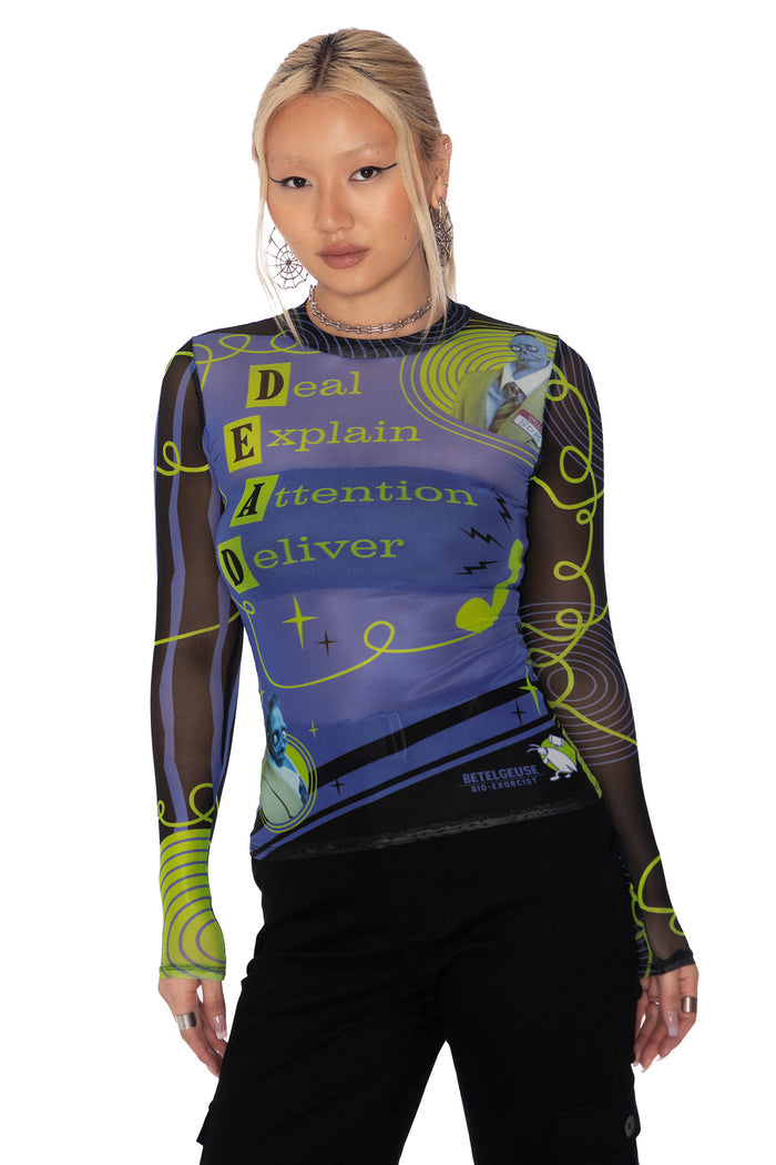 D.E.A.D. Sheer High Neck Long Sleeve Top