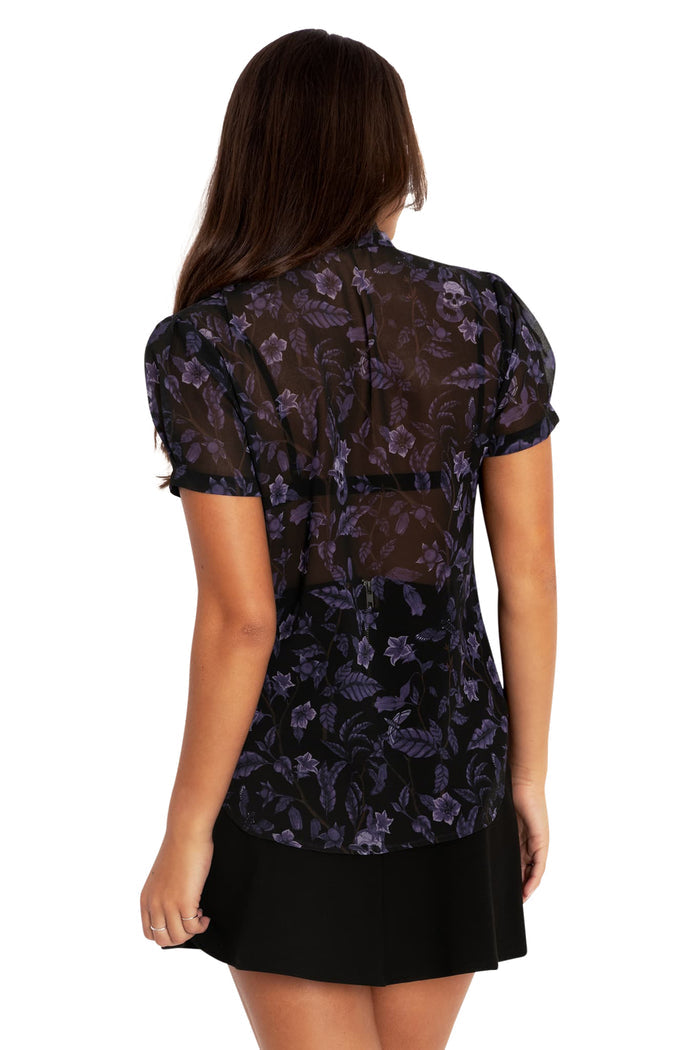 BlackMilk Clothing - Deadly Nightshade Puff Sleeve Cute As A Button Shirt