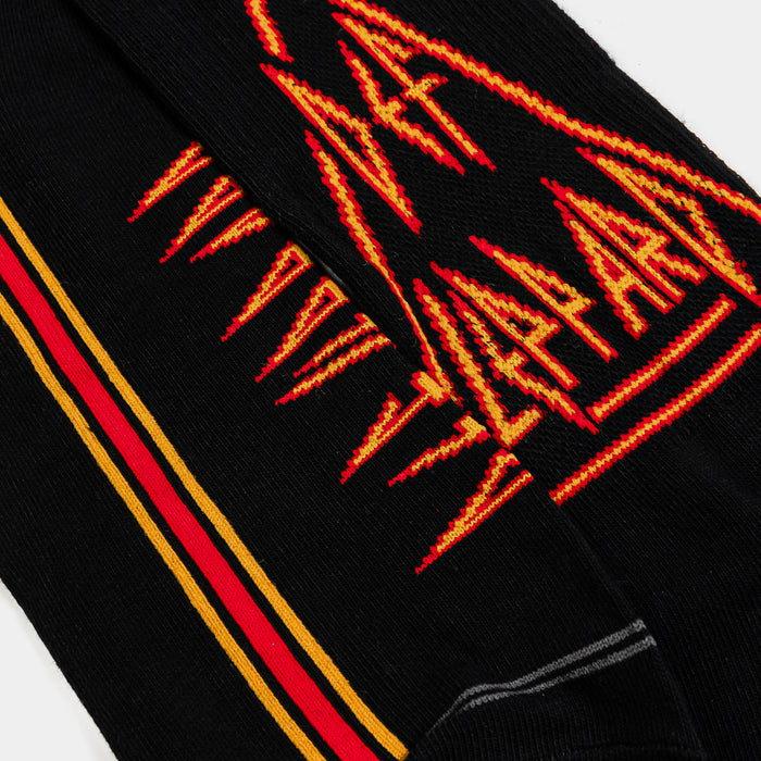 Def Leopard Logo 3 Pack Crew Mens Sock (Black/White)