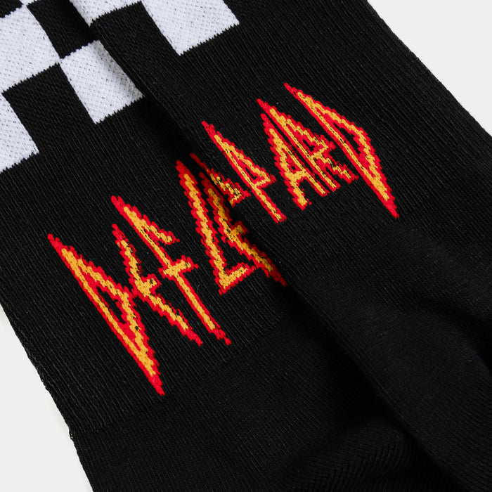 Def Leopard Logo 3 Pack Crew Mens Sock (Black/White)