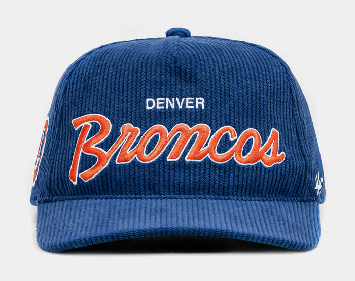 Denver Broncos Corduroy Snapback Mens Hat (Blue/Orange)