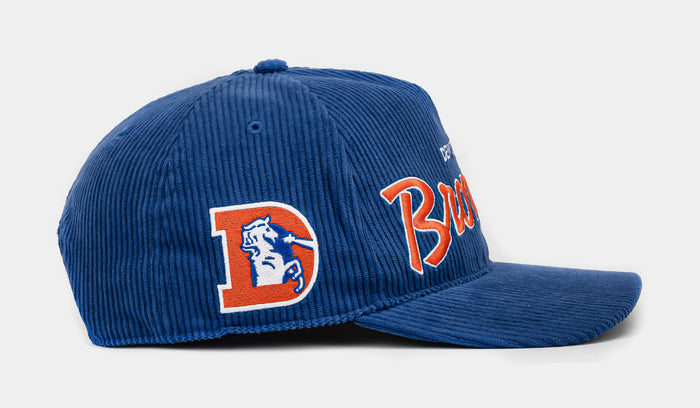 Denver Broncos Corduroy Snapback Mens Hat (Blue/Orange)