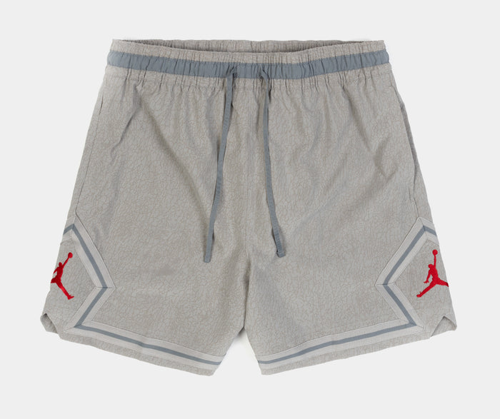 Diamond Woven Mens Shorts (Medium Grey/Gym Red)