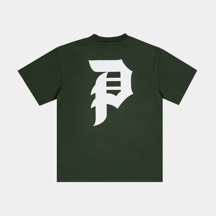 Dirty P Heavyweight Mens Short Sleeve Shirt (Green/White)