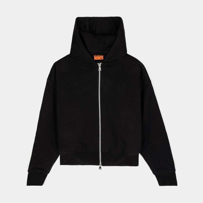 Double Fleece Zip Up Mens Hoodie (Black)