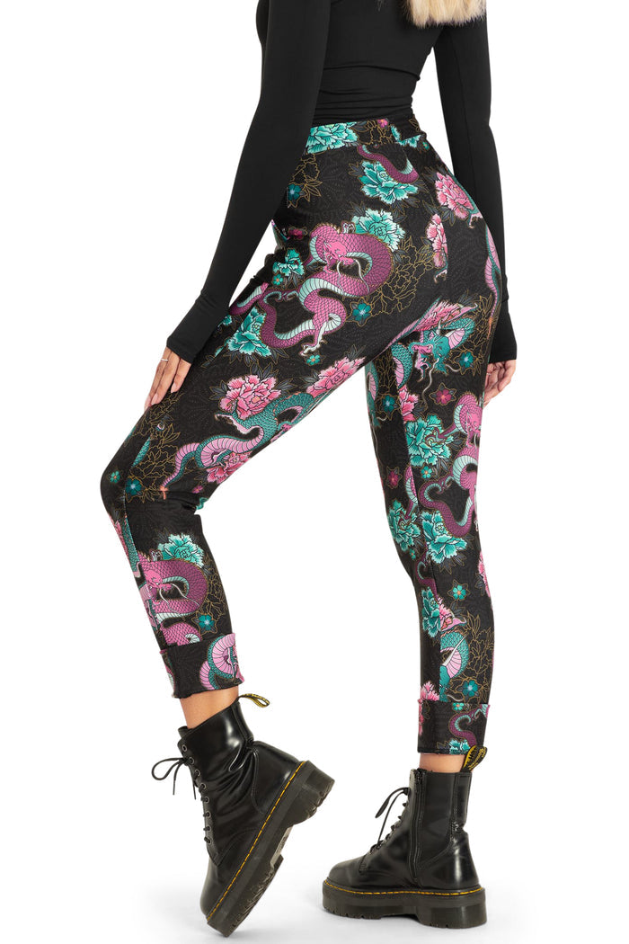 BlackMilk Clothing - Dragon Bouquet Cuffed Pants