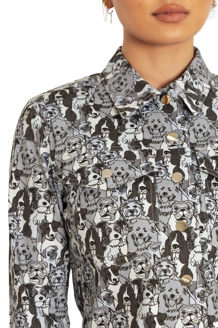 BlackMilk Clothing - Drawn Dogs Crop Jacket