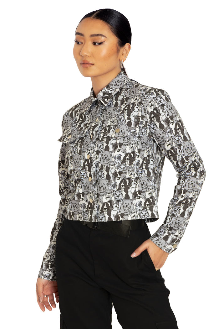 BlackMilk Clothing - Drawn Dogs Crop Jacket