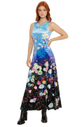 Dreaming in Twilight Watercolours Velvet Princess Maxi Dress