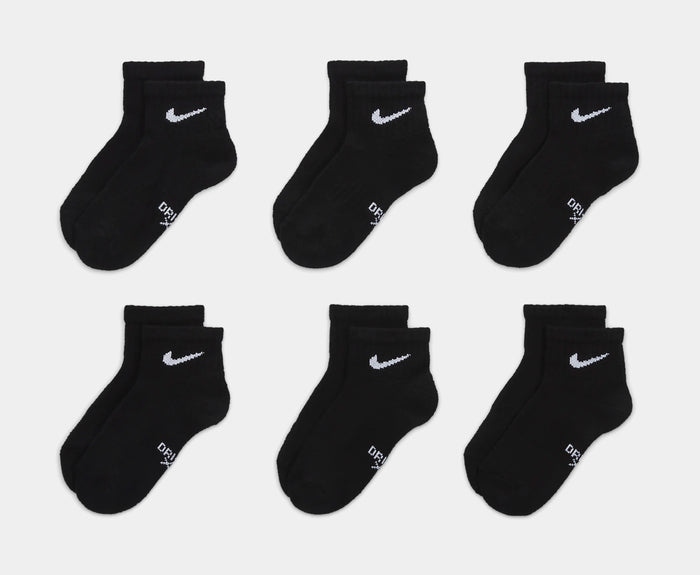 Dri Fit Logo 6pack Ankle Preschool Socks (Black)