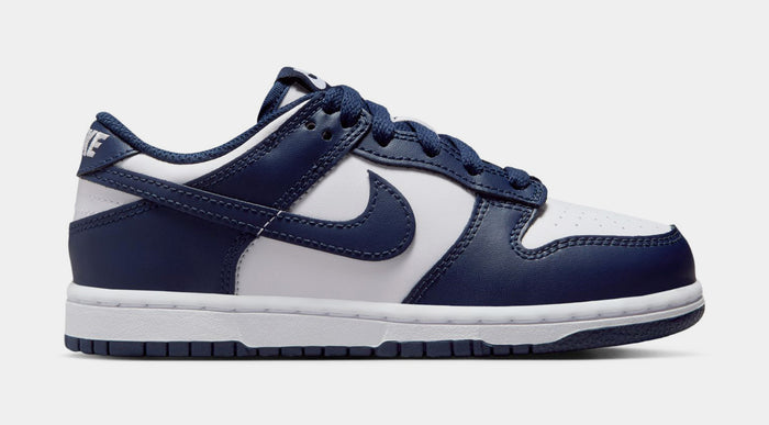 Dunk Low Preschool Lifestyle Shoes (White/Midnight Navy/White)