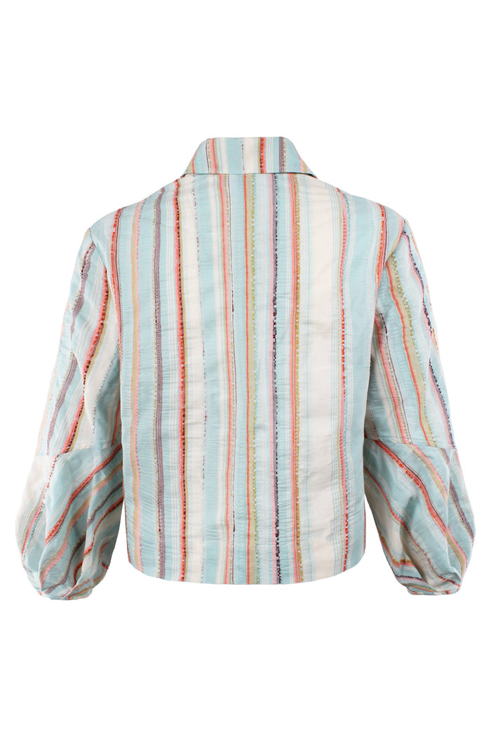 Multicolored striped shirt on a white background