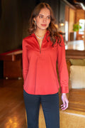 Endora Long Sleeve Half Zip Shirt Cinnamon