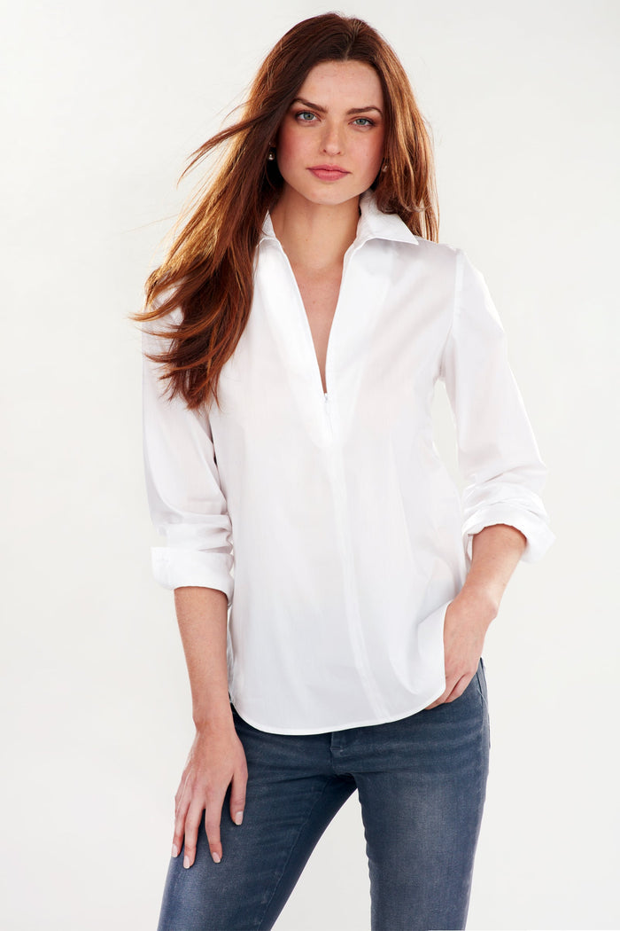 Endora Long Sleeve Half Zip Shirt Olive
